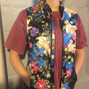 North Face puffy floral vest, sz small